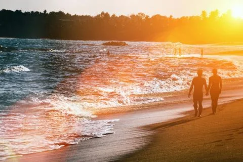  sunset on beach Stock Photos