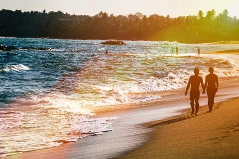 Sunset on the beach  Foto stock