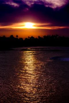 Sunset on the beach Stock Photos