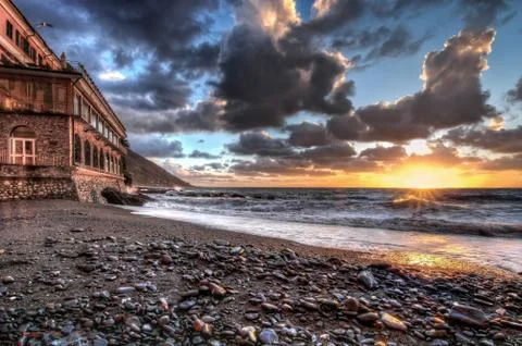 Sunset at the beach Stock Photos