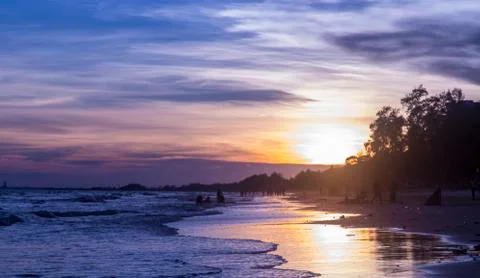 Sunset on the beach Stock Photos