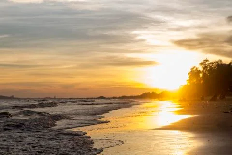 Sunset on the beach Stock Photos