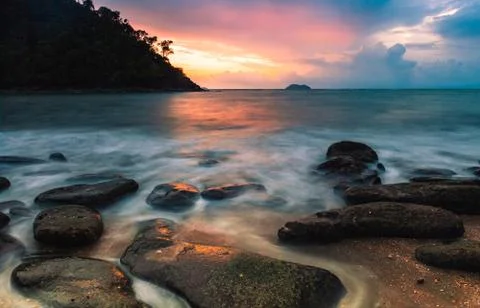 Sunset on the beach Stock Photos