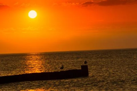 Sunset on the beach Stock Photos