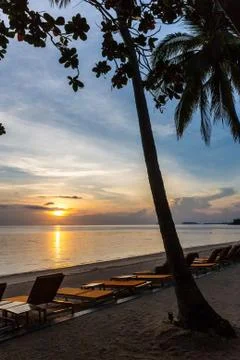 Sunset on a beach Stock Photos
