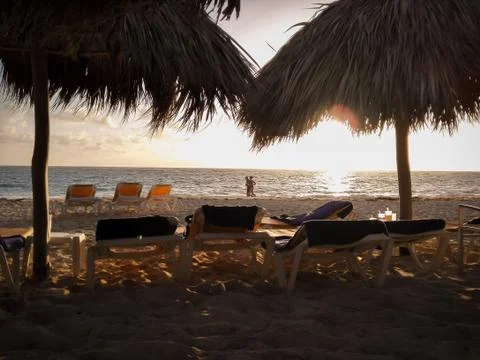 Sunset at the beach Stock Photos