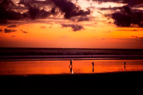 Sunset on the beach Stock Photos