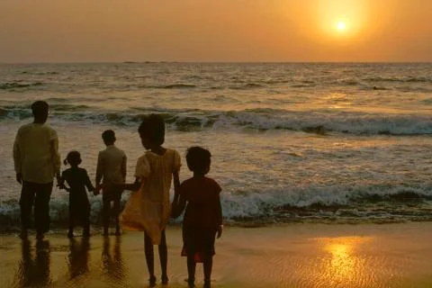 Sunset at Beach Foto stock