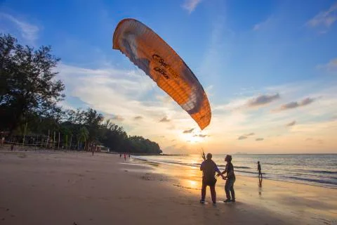 Sunset at the beach Stock Photos