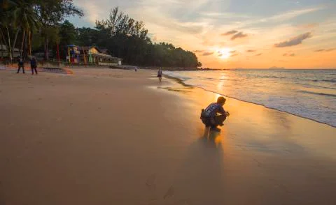 Sunset at the beach Stock Photos