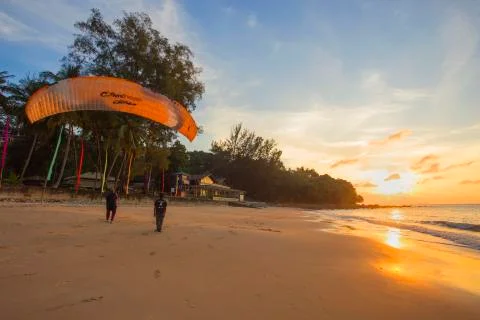 Sunset at the beach Stock Photos