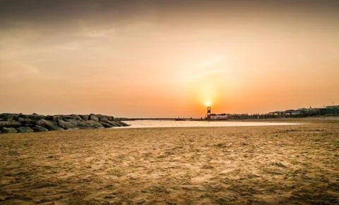 Sunset at the beach Stock Photos