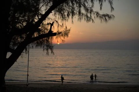 Sunset on the beach Stock Photos