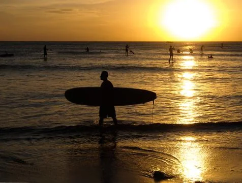 Sunset in the beach Stock Photos
