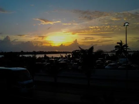 Sunset in the beach Stock Photos