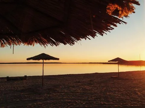 Sunset on the beach Foto stock
