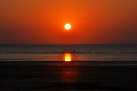 The sunset at the beach Stock Photos