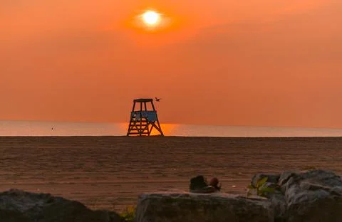 Sunset on the beach Stock Photos