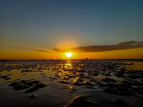 Sunset on the beach 스톡 사진
