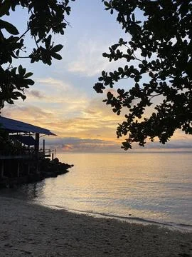 Sunset at the beach 스톡 사진