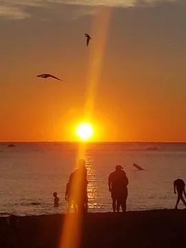 Sunset on the Beach Stock Photos