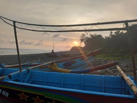 Sunset on the beach Foto stock