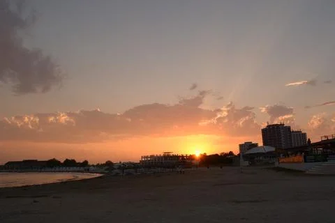 The sunset at the beach Stock Photos