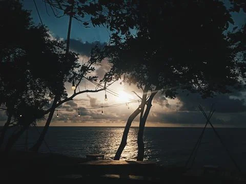 Sunset on the beach Stock Photos