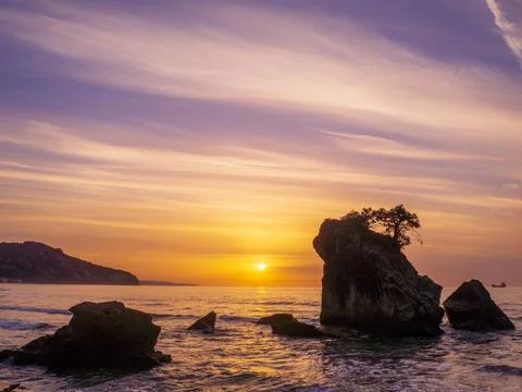 Sunset on the beach Stock Photos