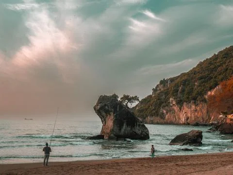 Sunset on the beach 스톡 사진
