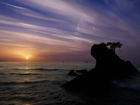 Sunset on the beach Foto stock