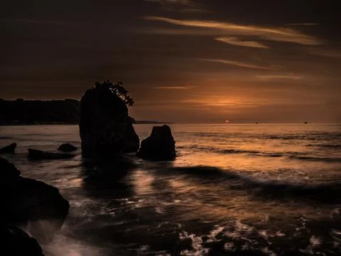 Sunset on the beach Stock Photos
