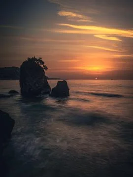 Sunset on the beach 库存照片