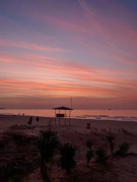 Sunset on the beach Stock Photos