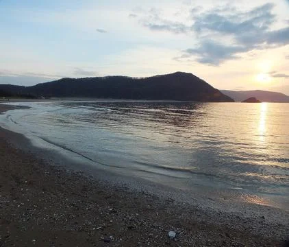 Sunset on the beach 库存照片