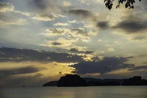 A sunset on the beach Stock Photos