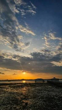 Sunset in the Beach Stock Photos