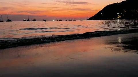 Sunset on the beach in Phuket Video stock 305257567