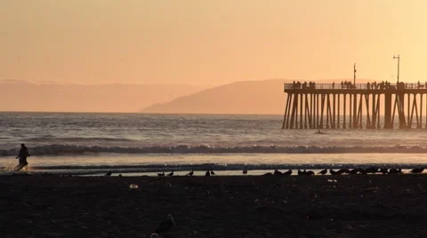 Sunset Beach Pier Video stock 53134549