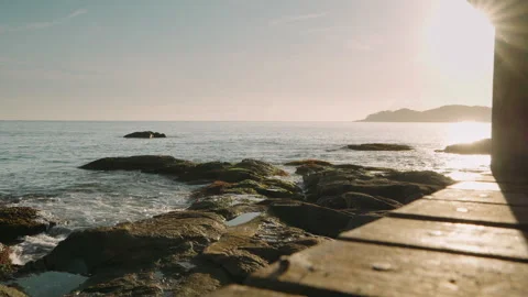 Sunset on the beach pier Stock Footage 309724495