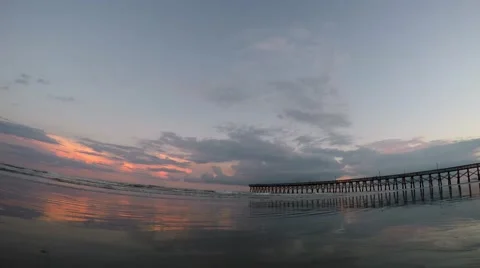 Sunset Beach Pier Time-lapse Stock Footage 53164214