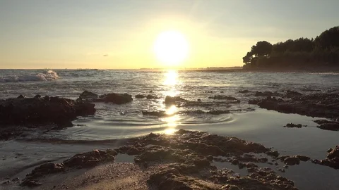 Sunset on the beach of the renega of Oropesa Stock Footage 101285491