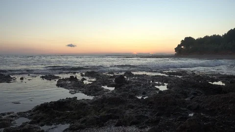 Sunset on the beach of the renega of Oropesa Stock Footage 101285633