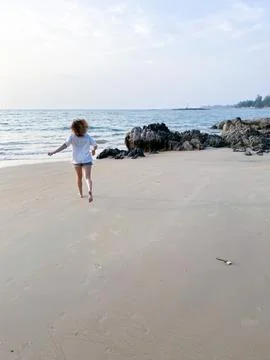 Sunset Beach Run Stock Photos