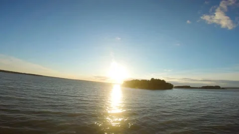 Sunset, beach, sand, wind, waves, water, sea, autumn, evening, sky, drone flight Video stock 160893305