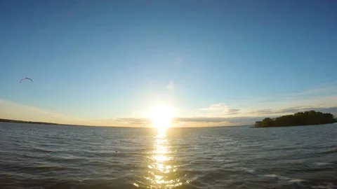 Sunset, beach, sand, wind, waves, water, sea, autumn, evening, sky, drone flight Video stock 160893318