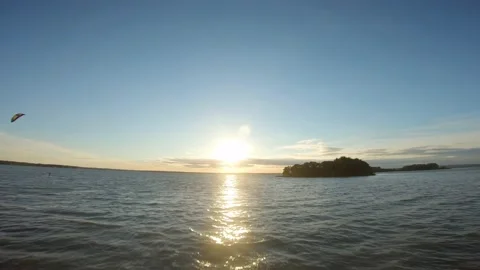 Sunset, beach, sand, wind, waves, water, sea, autumn, evening, sky, drone flight Video stock 160893584