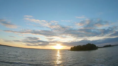 Sunset, beach, sand, wind, waves, water, sea, autumn, evening, sky, drone flight Video stock 160893873