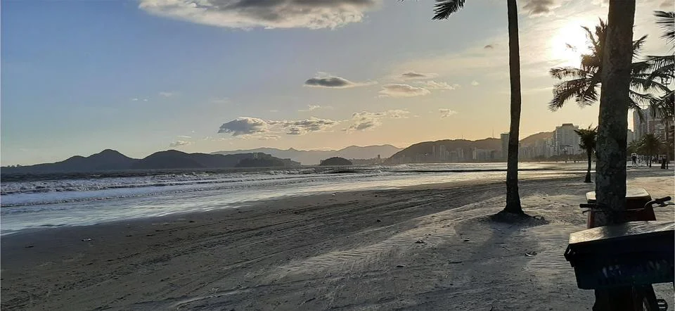 Sunset Beach in Santos Stock Photos