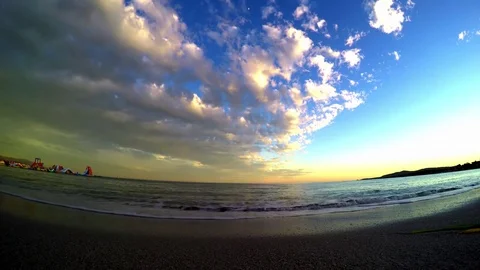 Sunset at the beach in Sardinia Stock Footage